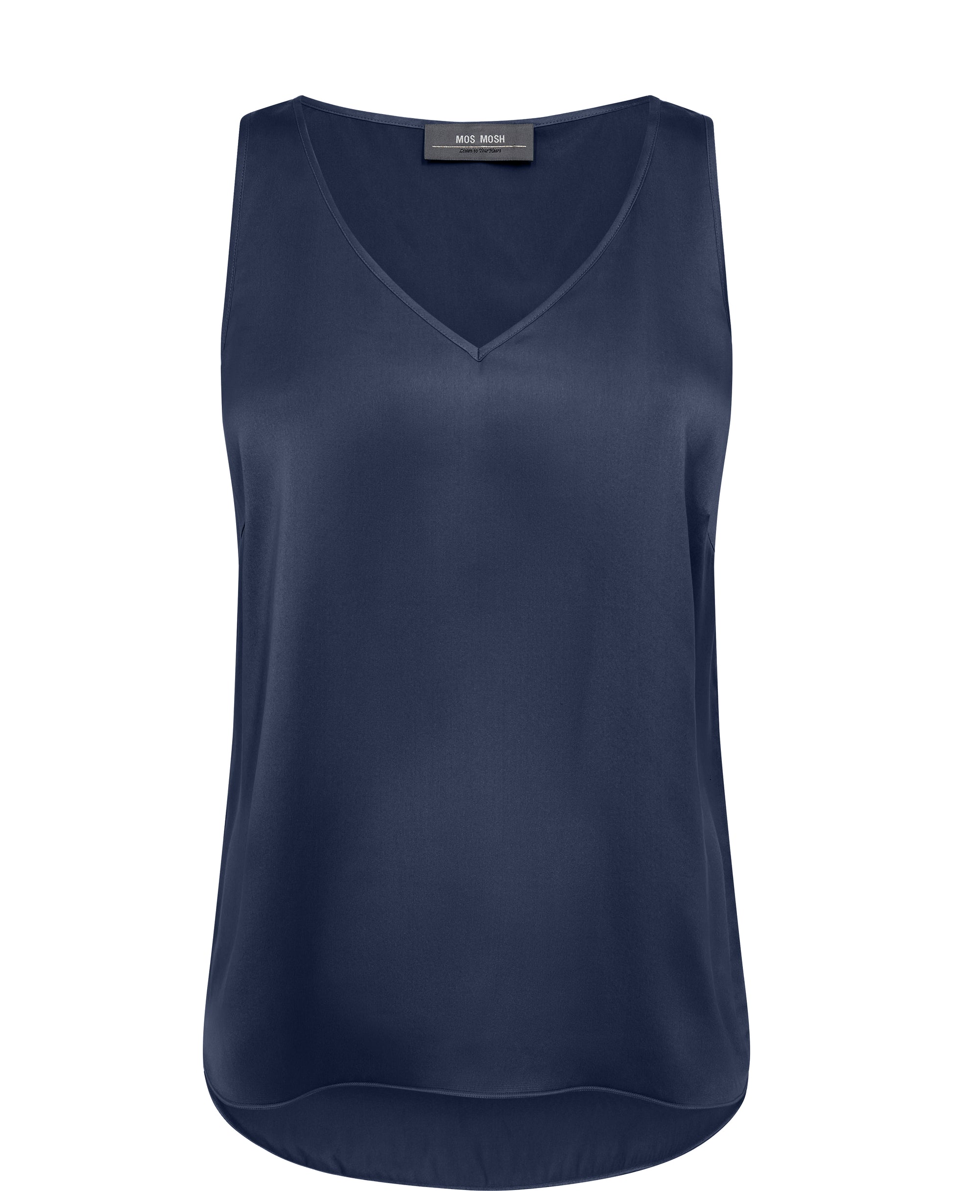 navy v neck silk cami