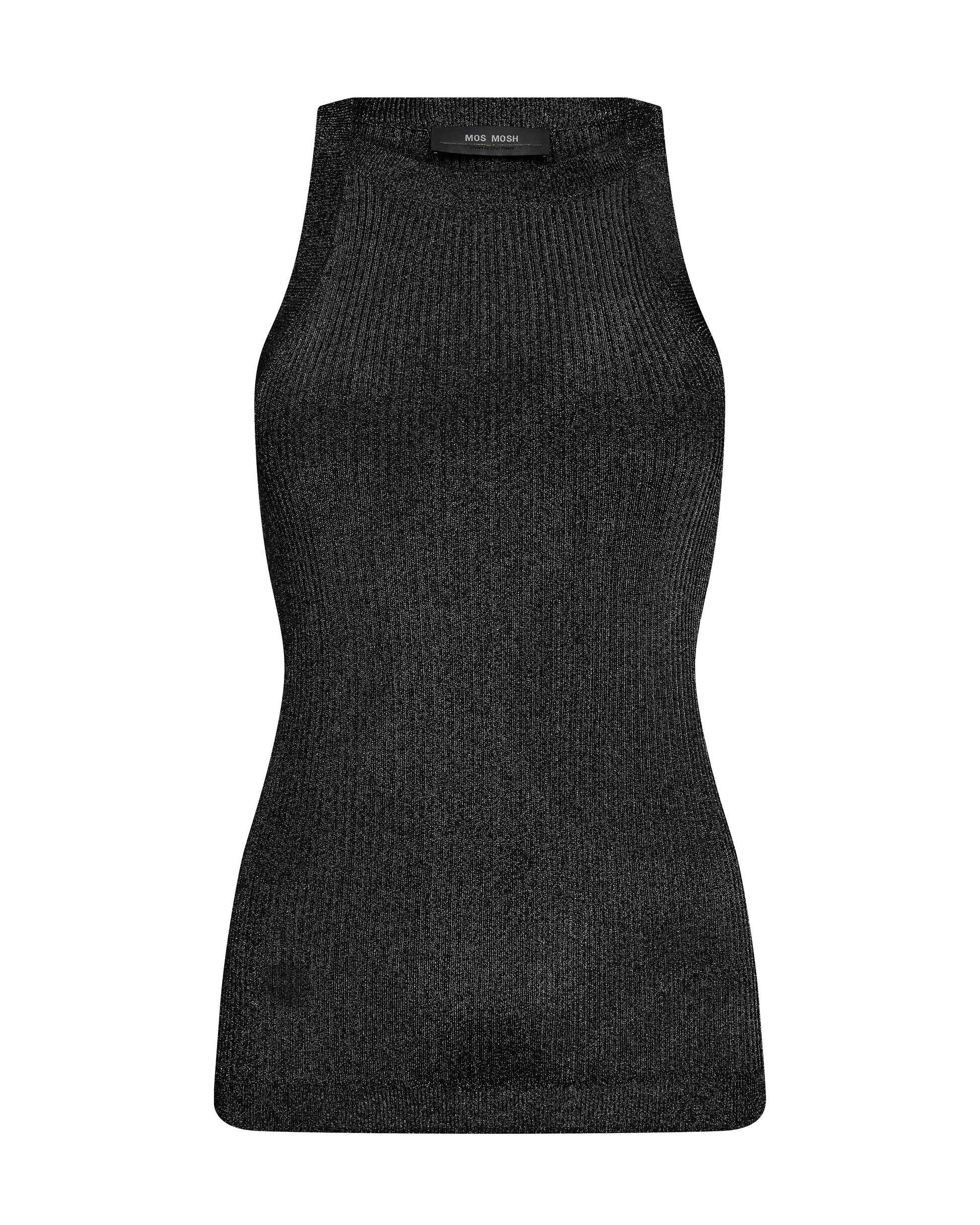 Shimmery black high neck tank top