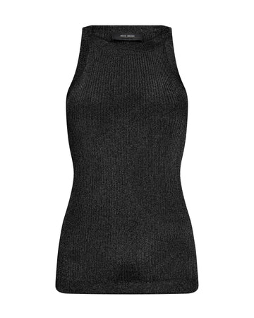 Shimmery black high neck tank top