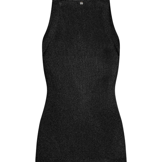 Shimmery black high neck tank top