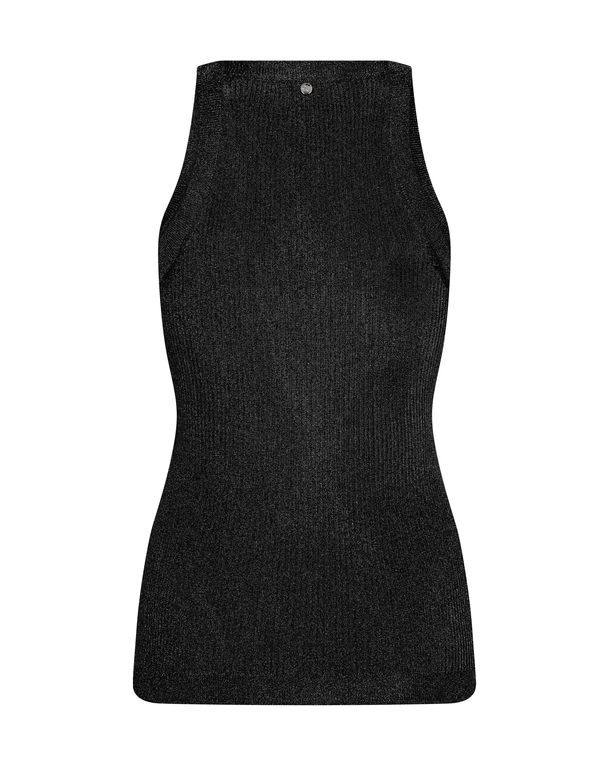 Shimmery black high neck tank top