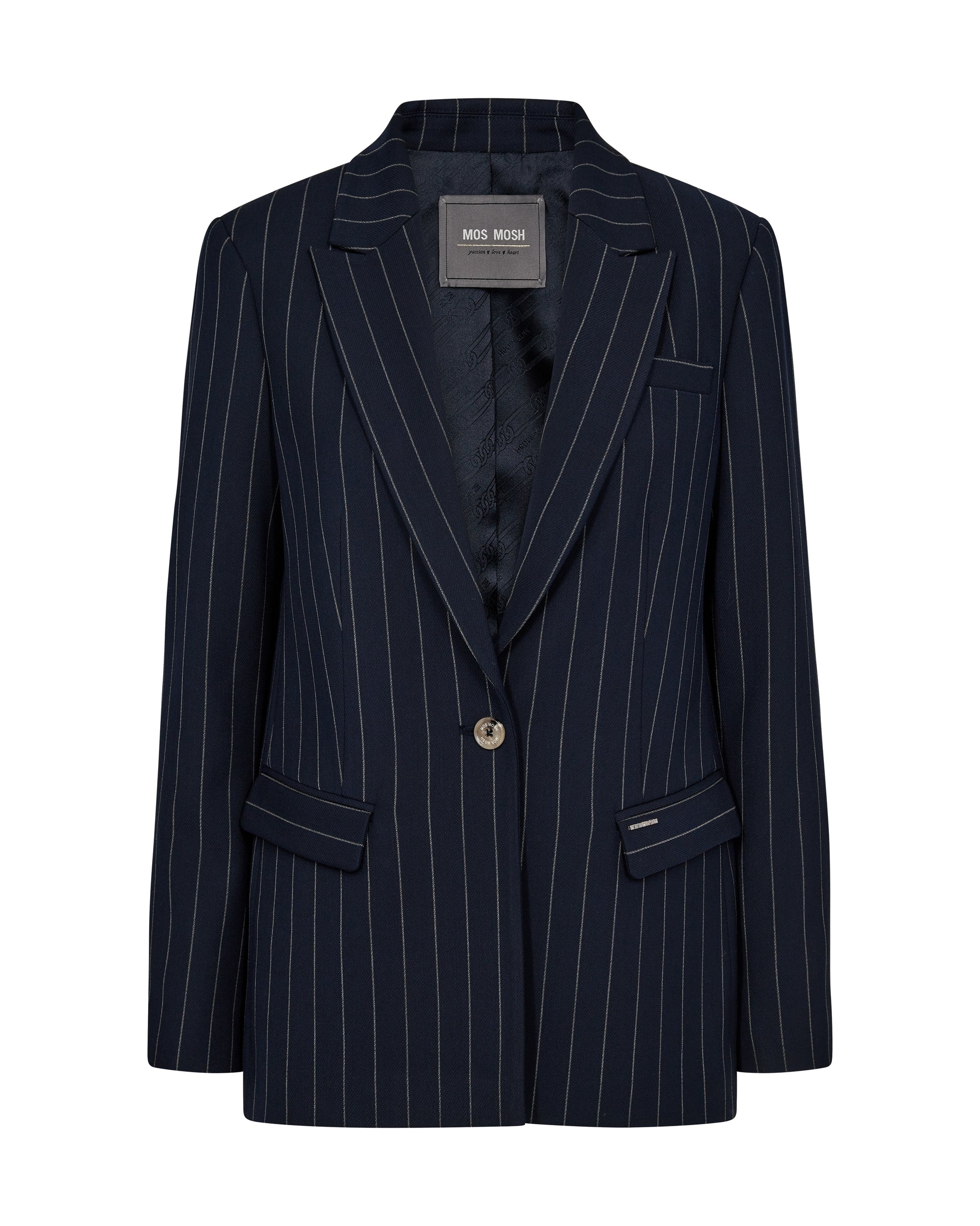 Single breasted navy pinstripe blazer