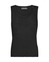 black ribbed tank top with shimmer and round neck 