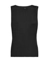 black ribbed tank top with shimmer and round neck  rear view 