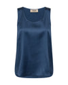 blue silk tank top with round neck from mos mosh