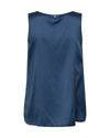 blue silk tank top with round neck rear view from mos mosh