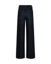 wide leg jeans with front pocket, centre front seam rear view 