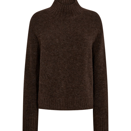 Brown turtleneck sweater on a white background from mos mosh