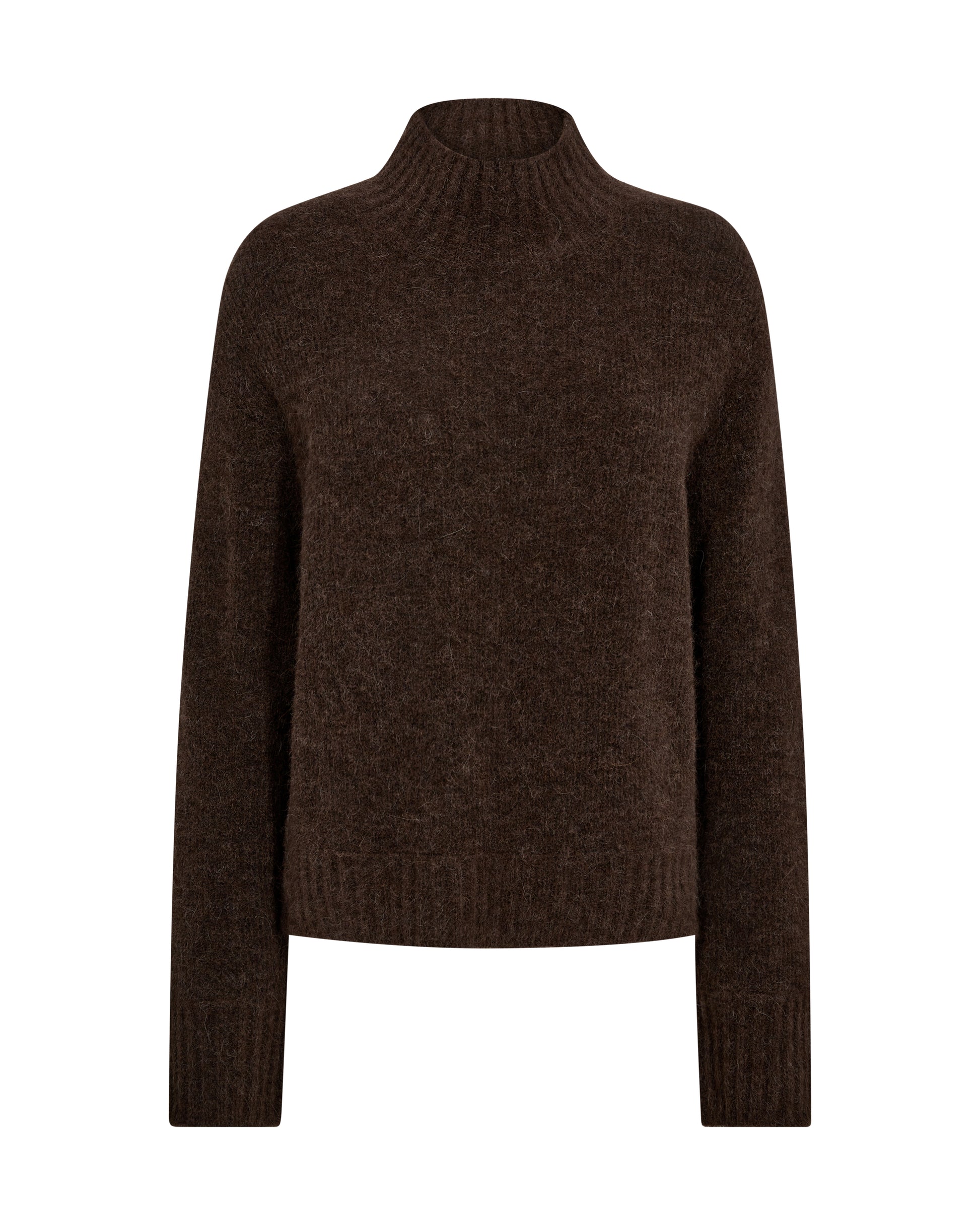 Brown turtleneck sweater on a white background from mos mosh