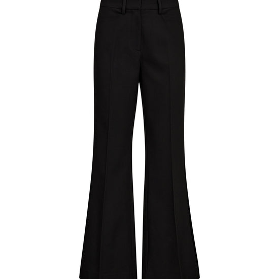 slightly flared black suit trouser with beltloops and pleat down the centre