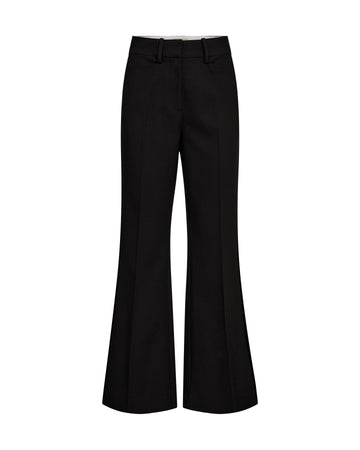 slightly flared black suit trouser with beltloops and pleat down the centre