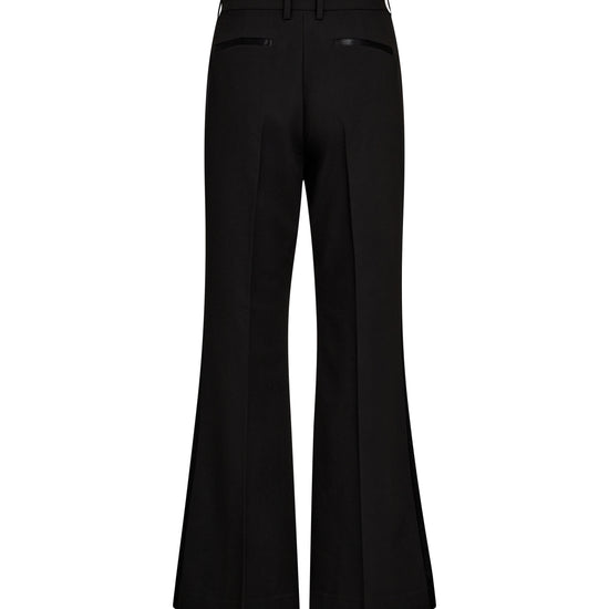 slightly flared black suit trouser with beltloops and pleat down the centre rear view 