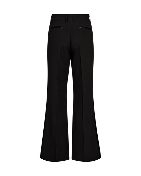 slightly flared black suit trouser with beltloops and pleat down the centre rear view 