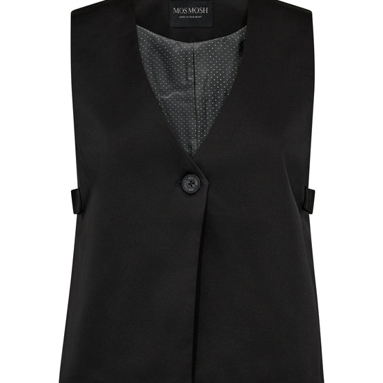 v neck sleeveless black vest with single button