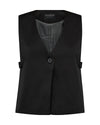 v neck sleeveless black vest with single button