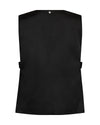 v neck sleeveless black vest with single button rear view