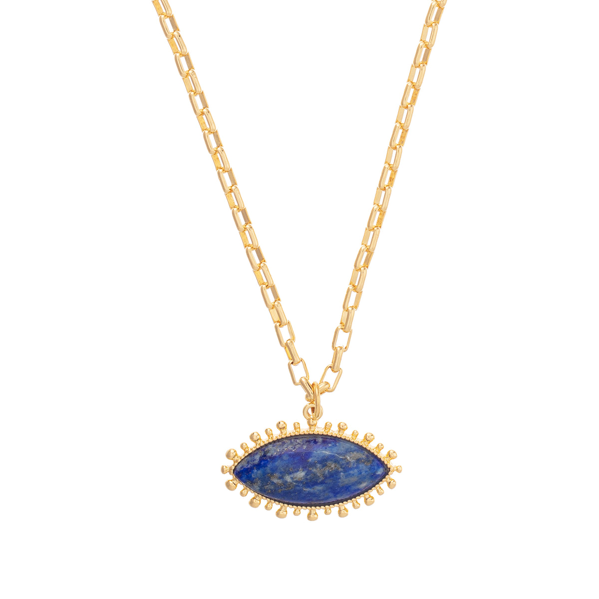 Evil eye lapis lazuli pendant necklace in gold plate