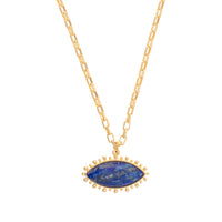 Evil eye lapis lazuli pendant necklace in gold plate