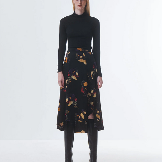 super soft long sleeve black top with high round neck