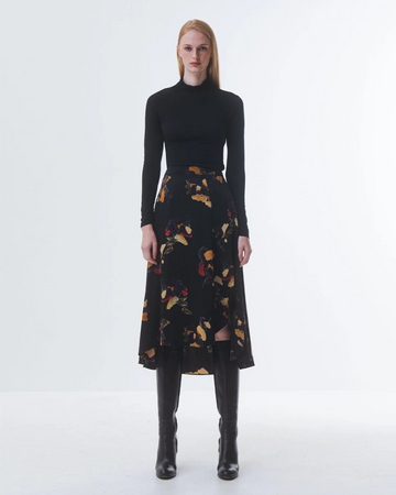 super soft long sleeve black top with high round neck