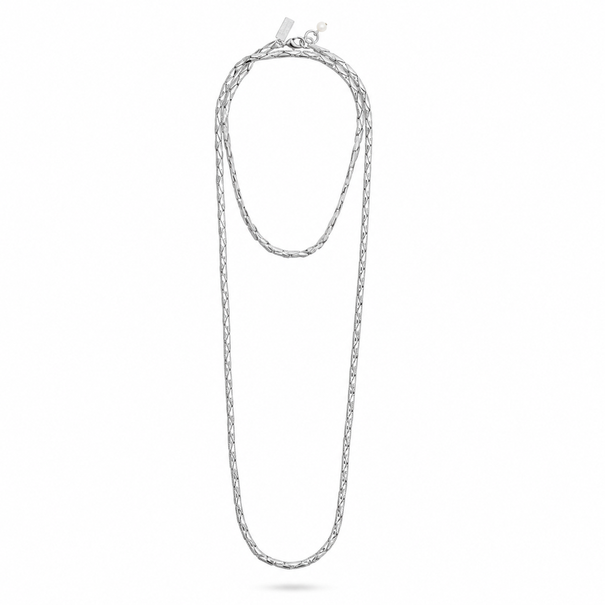 Long silver chain necklace