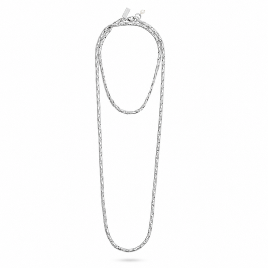 Long silver chain necklace