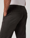 mens dark grey straight leg chinos from paige close up of rear