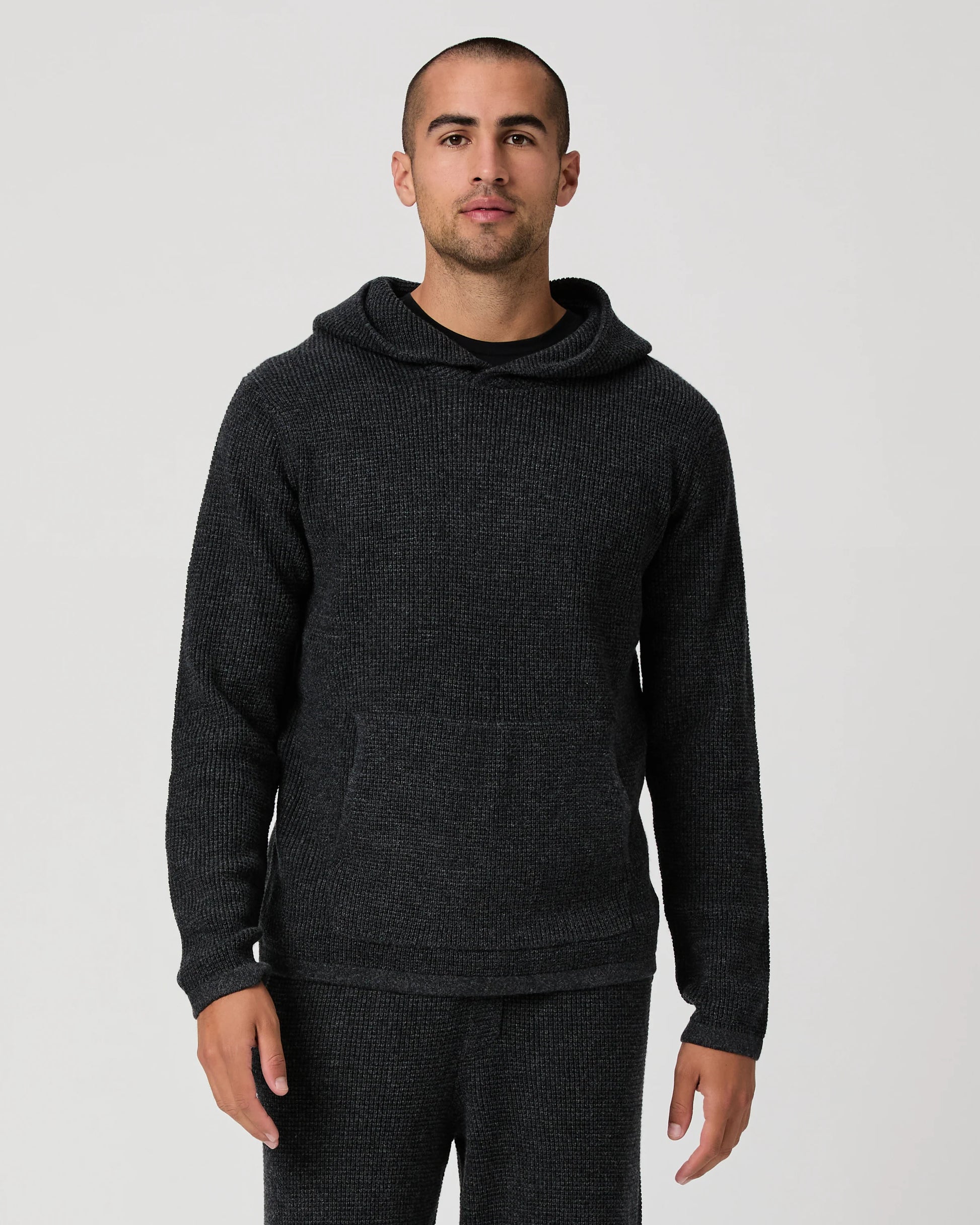 dark grey knitted hoodie with big pocket from paige