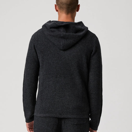 dark grey knitted hoodie with big pocket from paige rear view