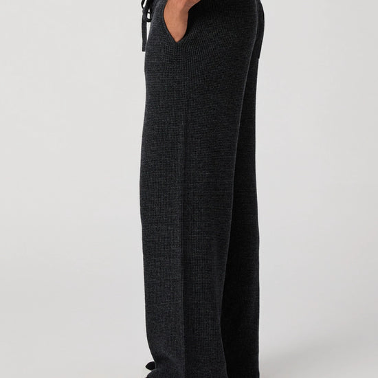 wide leg knitted drawstring waist grey  trousers from paige side view