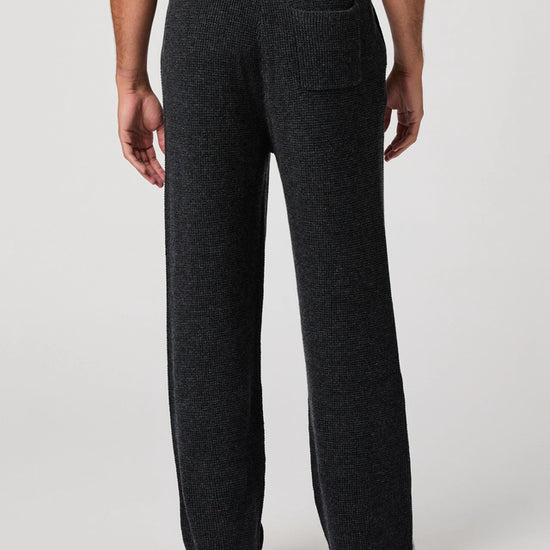 wide leg knitted drawstring waist grey  trousers from paige rear view