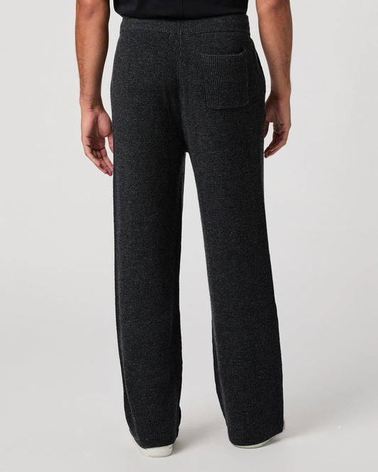 wide leg knitted drawstring waist grey  trousers from paige rear view