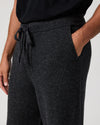 wide leg knitted drawstring waist grey  trousers from paige close up