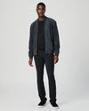 deep blue suede bomber jacket from paige model shot