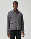 grey mens jacket with collar, 2 flap pockets and concealed placket from paige