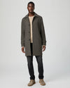 knee length grey herringbone coat with notch lapel from paige