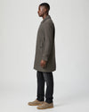 knee length grey herringbone coat with notch lapel from paige side view