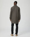knee length grey herringbone coat with notch lapel from paige rear view