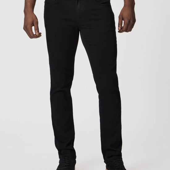 mens black slim straight cut jeans close up