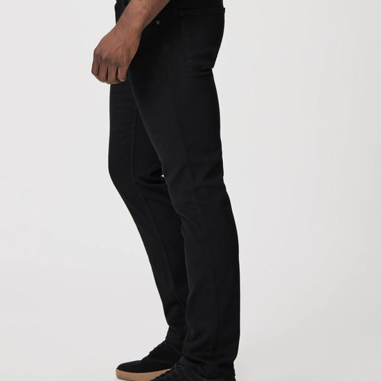 mens black slim straight cut jeans  side view 