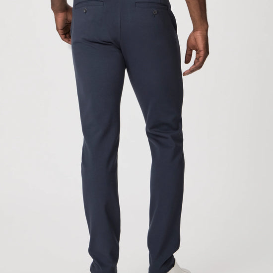 mens dark navy trousers with rear welt pockets  rear view 