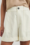 white linen tailored shorts
