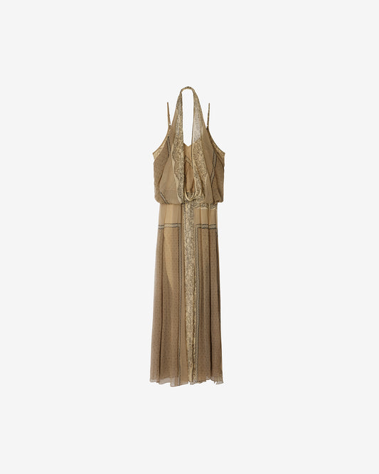 Viscose printed slip dress with added top layer of chiffon