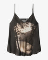 black silk cami with tree image on front