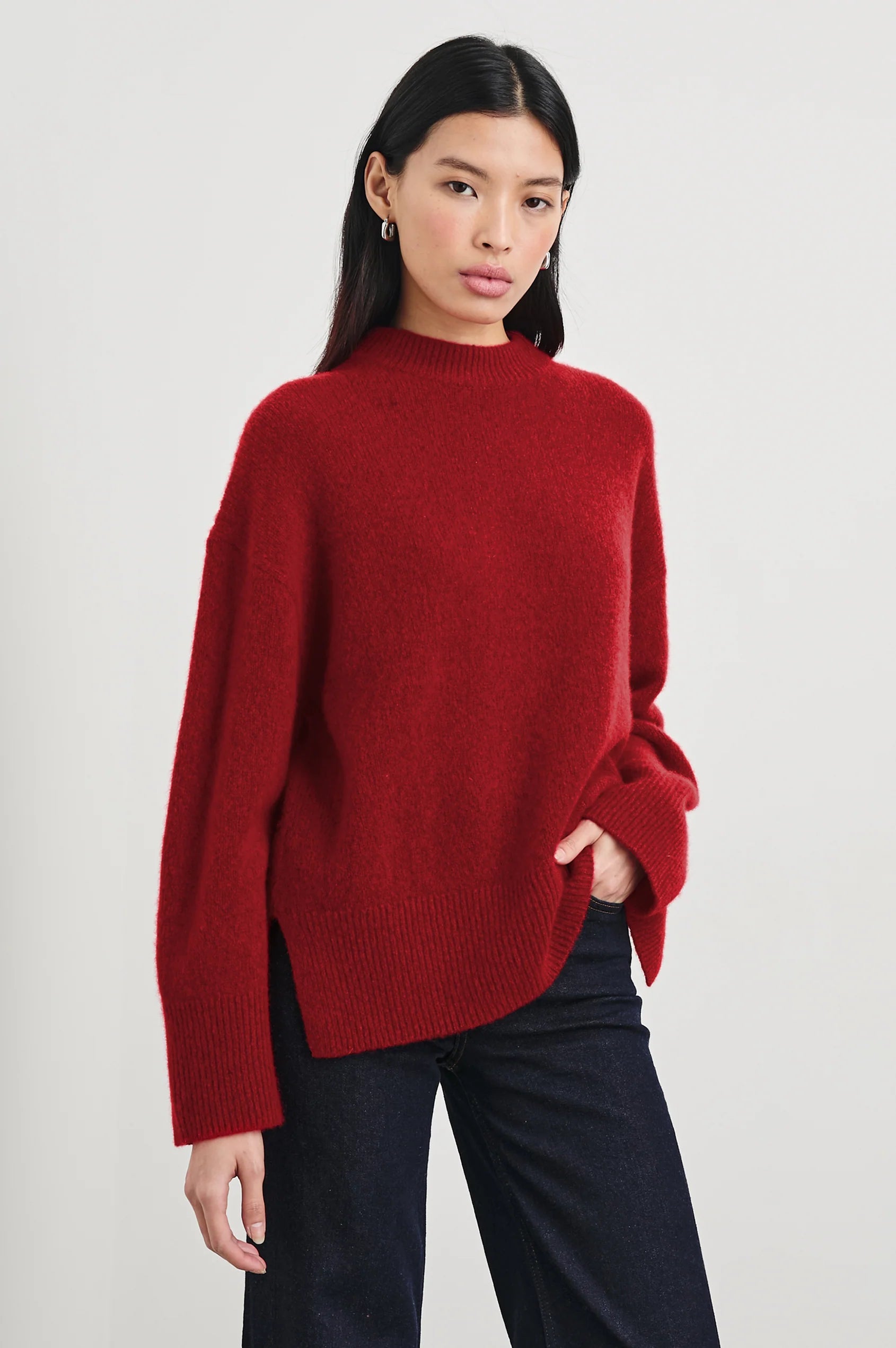 Red cashmere silk blend knit