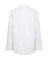 Rear view of white collared shirt on white background
