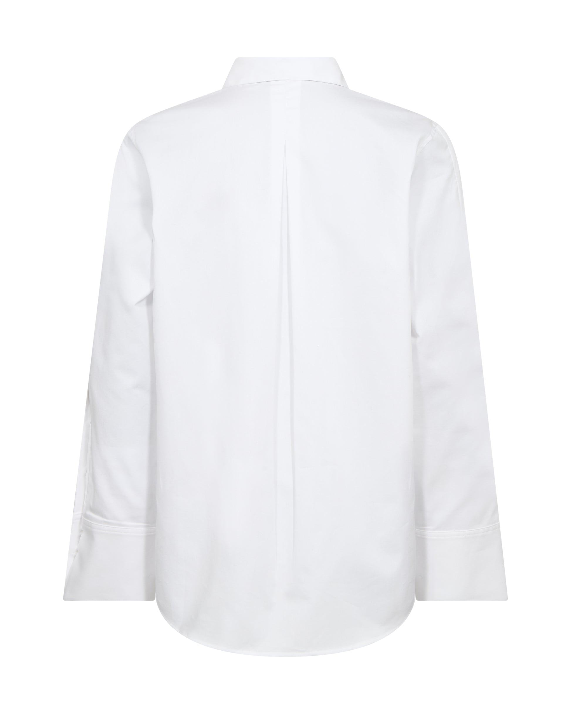 Rear view of white collared shirt on white background