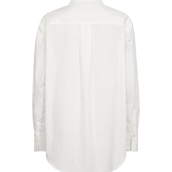 White collared shirt on white background rear view