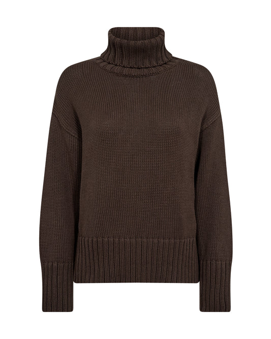 Brown roll neck jumper on a white background