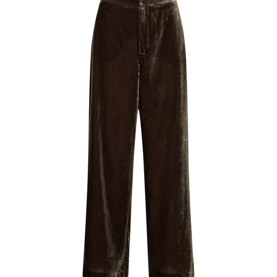 Brown velvet pants on a white background